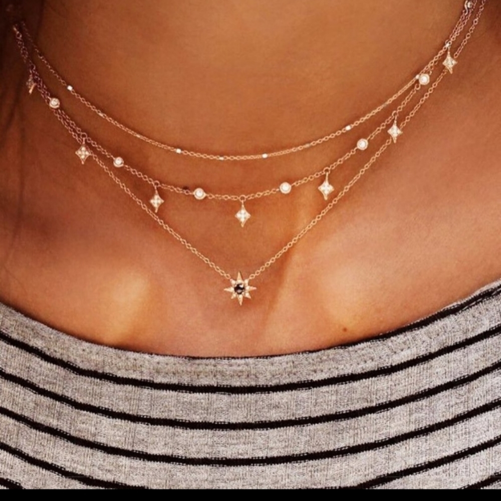 Multilayer gold tone necklace - Picture 1 of 4